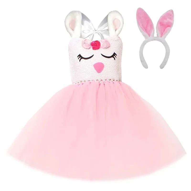 New 2026 Easter lovable Bunny Tutu Dress for Rabbit Cosplay Costumes Toddler Birthday Party Tulle Outfit Holiday Clothes COS