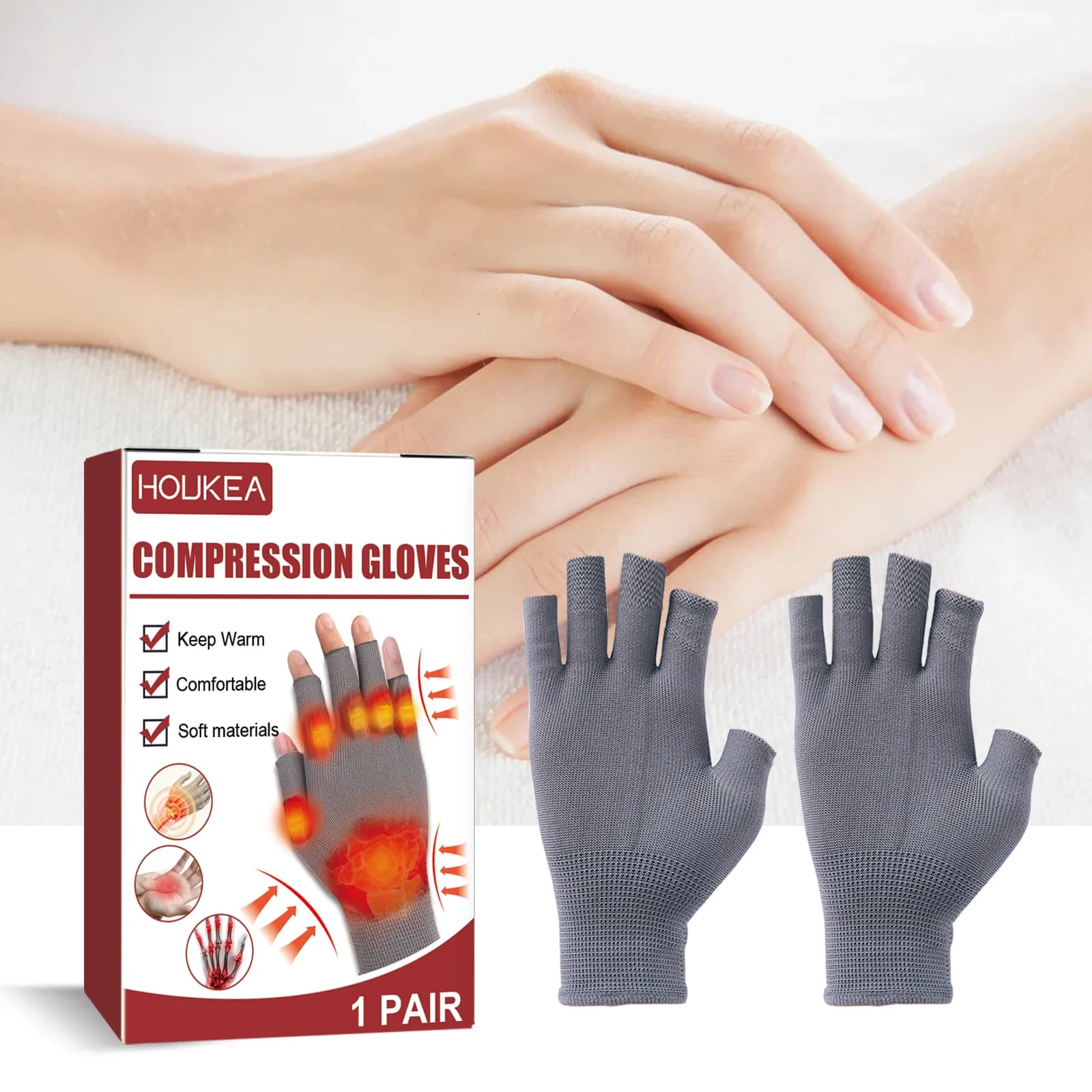 Arthritis Compression Gloves, Support for Dust, Therapy, Wristband, Half-Date Compression Gloves, Articular Pain Relief, Cycling Gloves