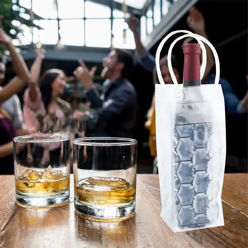 Borsa per vino ghiacciato Dispositivo di raffreddamento per birra champagne Portabicchiere per vino Lattina di whisky Dispositivo di raffreddamento per bevande Raffreddatore per gel Accessori per dispositivo di raffreddamento per vino da bar