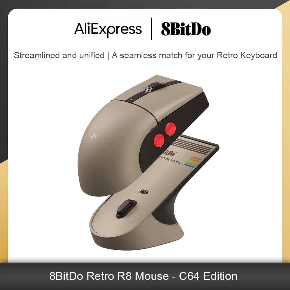 Mouse Gaming 8Bitdo Retro R8 with Dock Charging and Polling Rate 4K for 8BitDo Retro Keyboard - Game Accessories