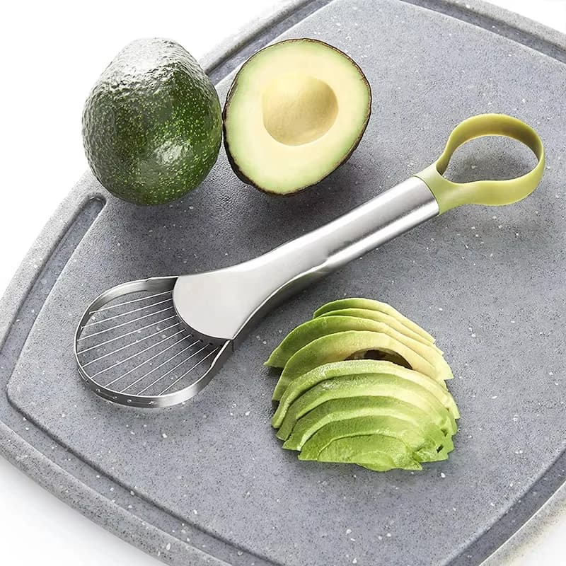 Affettatore per Avocado 2 in 1 in Acciaio Inossidabile, Taglierina e Pelatrice per Avocado, Pitaya e Kiwi, Utensile da Cucina per Frutta e Verdura