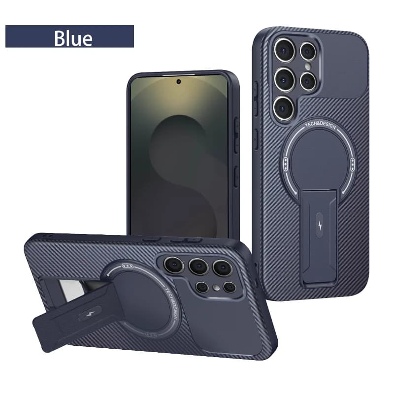 Magsafe Custodia per telefono con staffa in carbonio tinta unita di lusso per Samsung S25 Ultra Edge S24 Ultra FE A15 A16 A26 A17 Cover posteriore