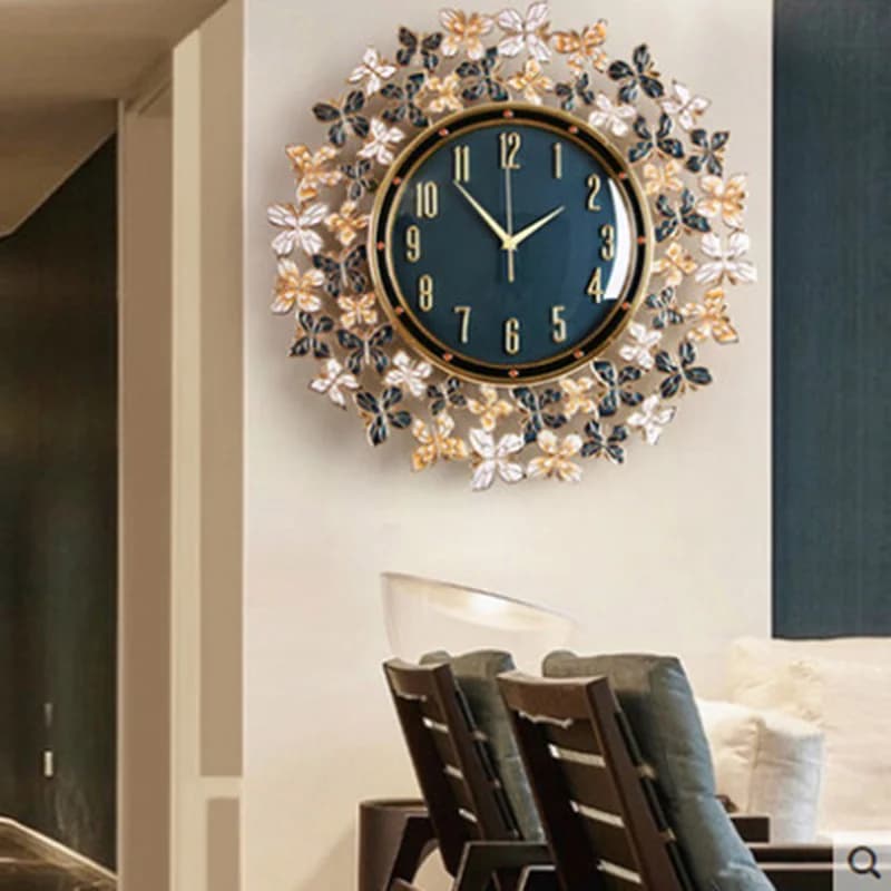 Enamel Butterfly Clock Wall Clock Living Room Home Fashion Style Light Luxury Creative Art Wall Decoration Quartz Clock