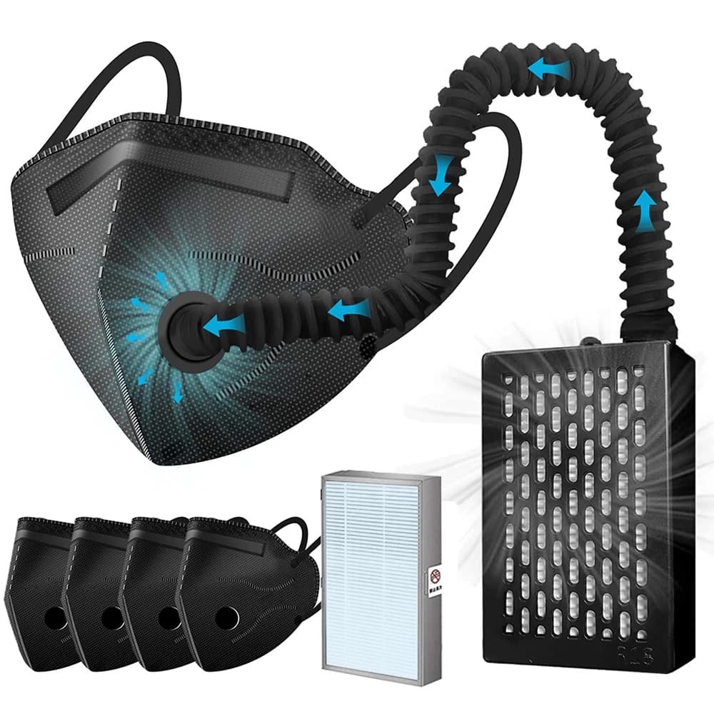 Electric mask KN95 with fan - Air purifier respirator, replaceable filter - Breathable for dust, woodworking and construction