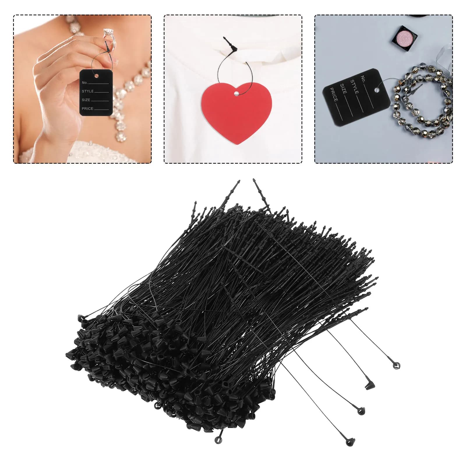 1000 Pezzi di Fermagli per Etichette in PP, Eleganti e Sicuri, Regolabili, per Etichette di Abbigliamento, Presentazione al Dettaglio, Casa, Ufficio, Giardino, Garage, Cavi