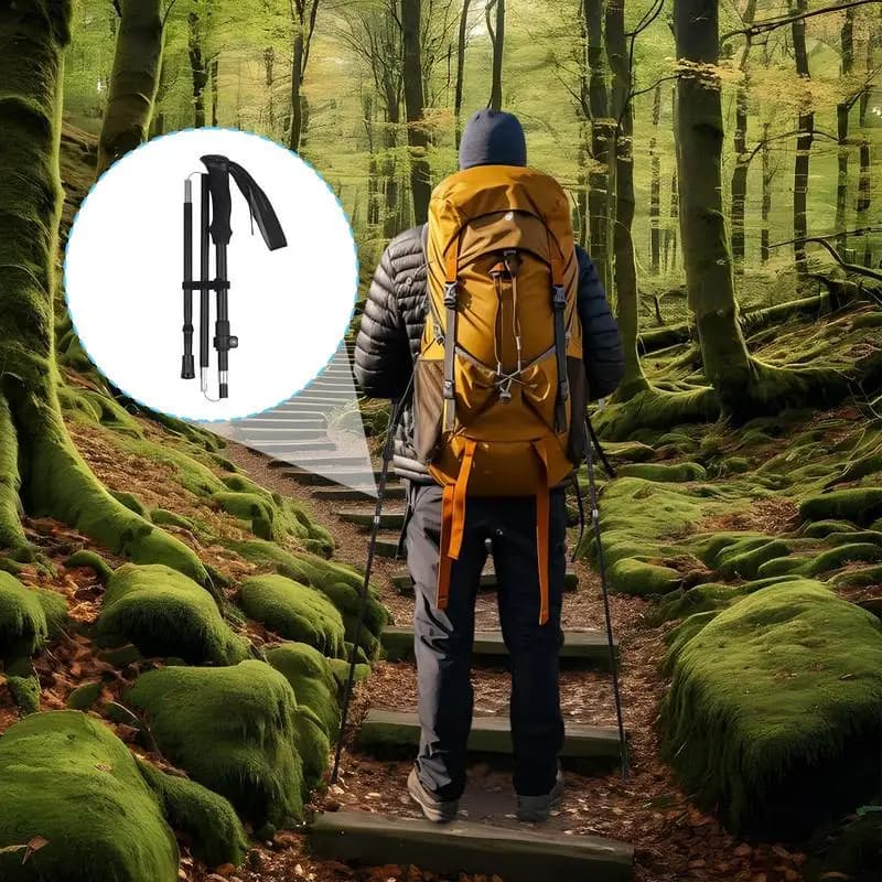 Hiking Poles Aluminum Alloy Foldable Trekking Poles Outdoor Adventure Equipment Balance Support Walking Stick For Camping