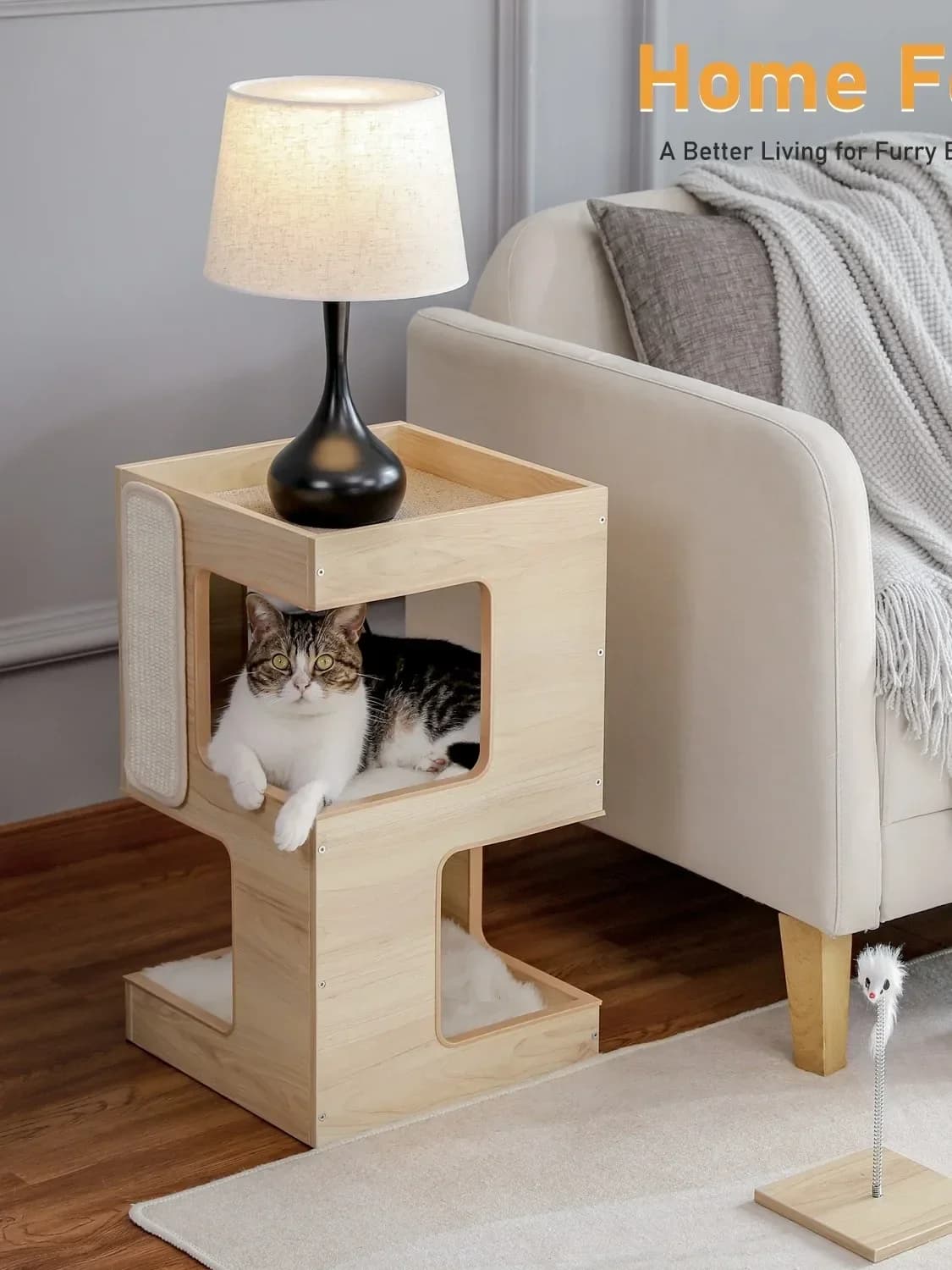 Letto per animali domestici Struttura da arrampicata per torre per gatti in legno per albero per gatti