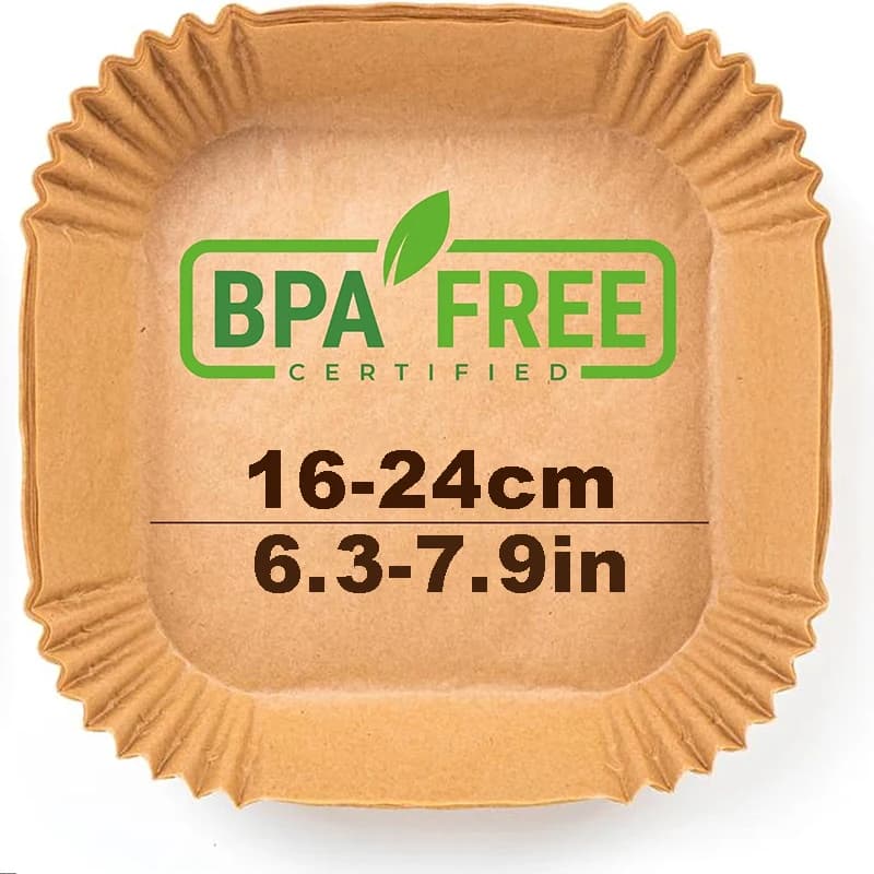 50/100 Pieces Disposable Paper Sheets for Air Fryer, Airfryer Accessories, Round and Square Non-stick Mat, BBQ and Roasting Oven Card