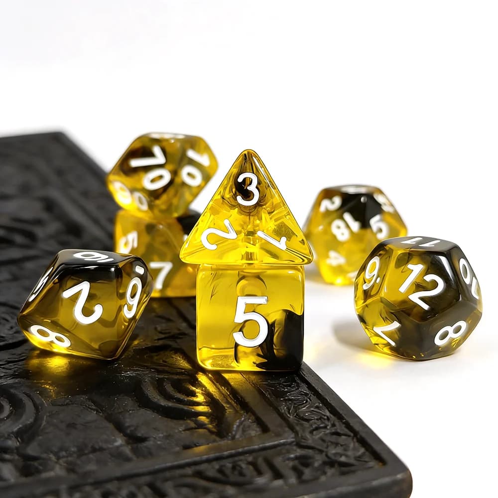 Set di Dadi Poliedrici Trasparenti in Acrilico DND, 7 Pezzi, 16-20mm, per Dungeons and Dragons e Giochi da Tavolo RPG