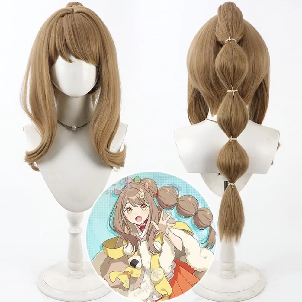 Parrucca Cosplay Isayama Mami Super Dimension Idol con Coda di Cavallo Separata, Capelli Anime