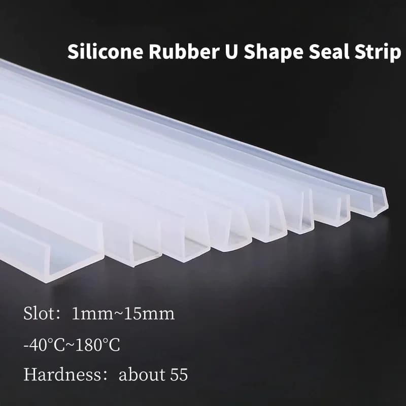 Guarnizione in Silicone a Forma di U da 1M, Striscia Sigillante Solida Morbida per Finestre, Porte Auto, Doccia, Bordi in Vetro Senza Telaio, Protezione dalle Intemperie