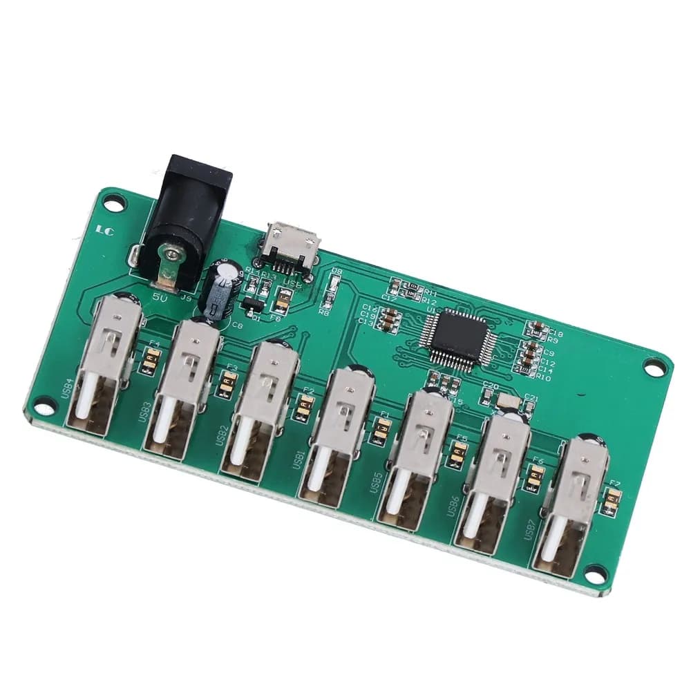 Hub USB 2.0, Modulo Hub USB 2.0 DC 5V da 1 a 7 Porte, Estensore USB Senza Driver con Indicatori LED, Adattatore di Estensione USB per Computer