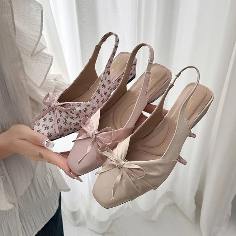 Sandali con zeppa a punta da donna a pois, eleganti per feste e banchetti, con nodo a farfalla, slingback, mules, Sandalias Mujer