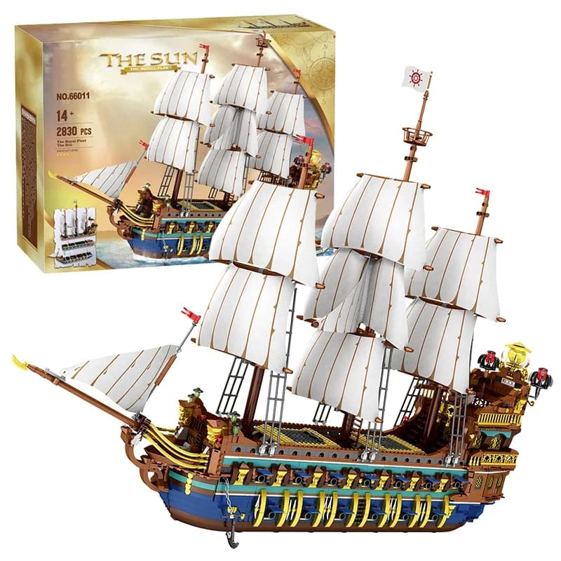 2830PCS Royal Sunshine Nave a vela Building Blocks Sun Pirate Barca Modello di assemblaggio Mattoni Giocattoli educativi per i bambini Regali di festa