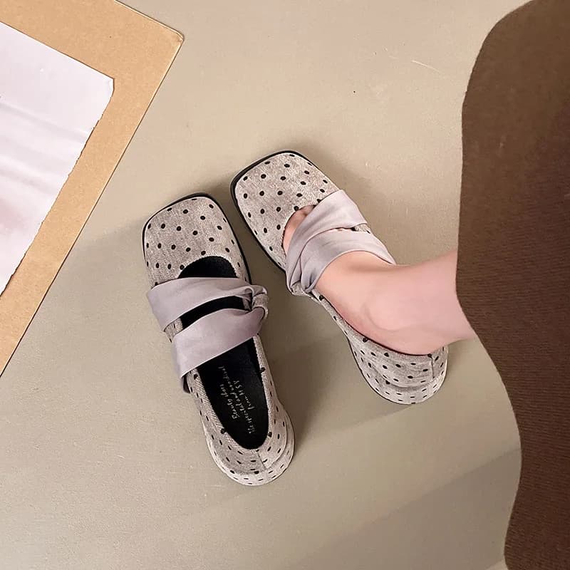 2026 Shallow Mary Jane Shoes New Women Polka Dot Height Increase Simple