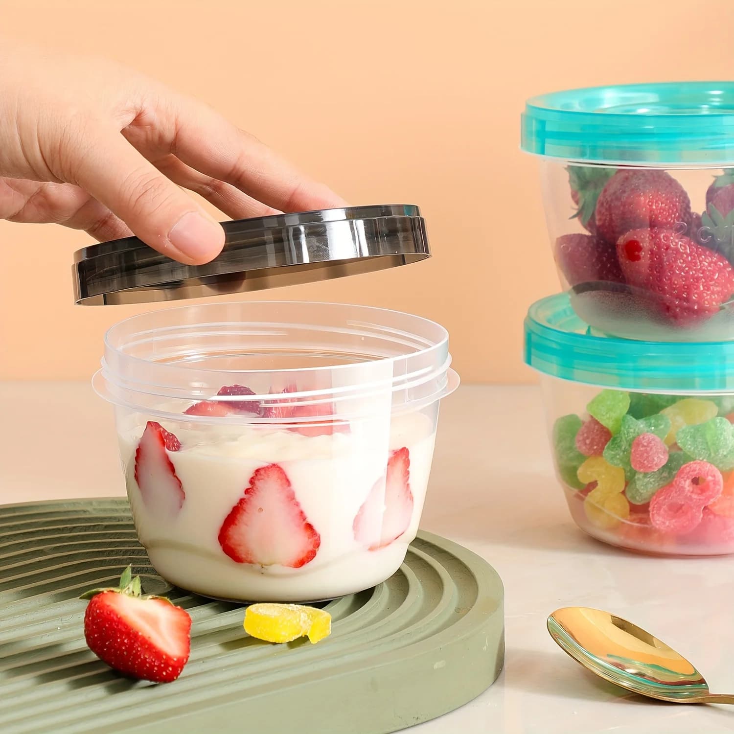 2 contenitori trasparenti sigillati per la conservazione degli alimenti, scatole multifunzionali per la conservazione degli alimenti, adatte per cereali, frutta, ecc. Cucina domestica