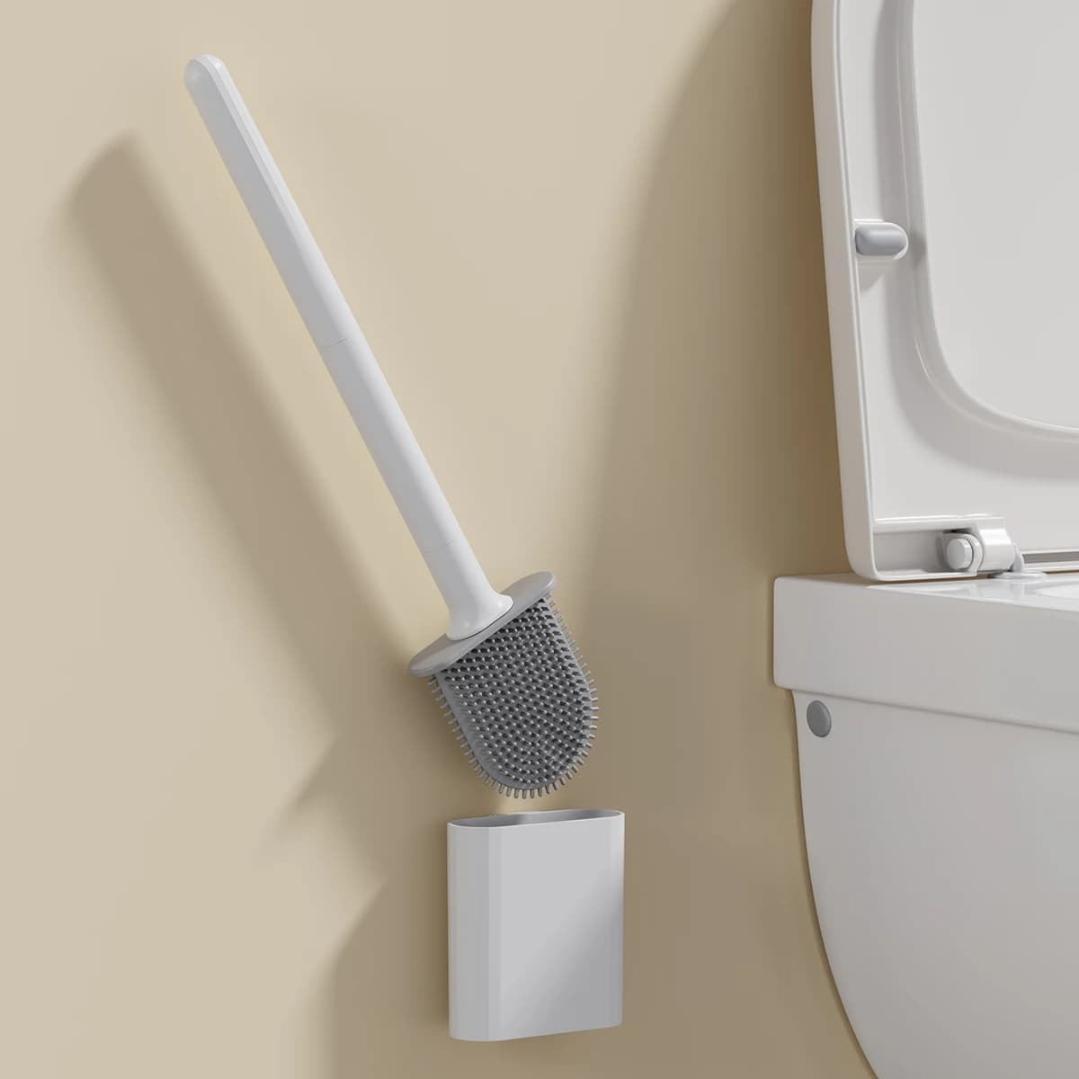 MINI scopino per WC in silicone a prova di perdite d'acqua con base Wc Spazzola flessibile con setole morbide Supporto per asciugatura rapida Bagno