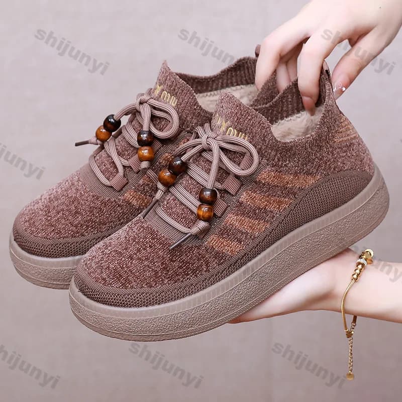 Scarpe basse calde moda donna 2025 inverno nuovo velluto caldo stivaletti con plateau stringate scarpe casual alla caviglia Botas De Mujer