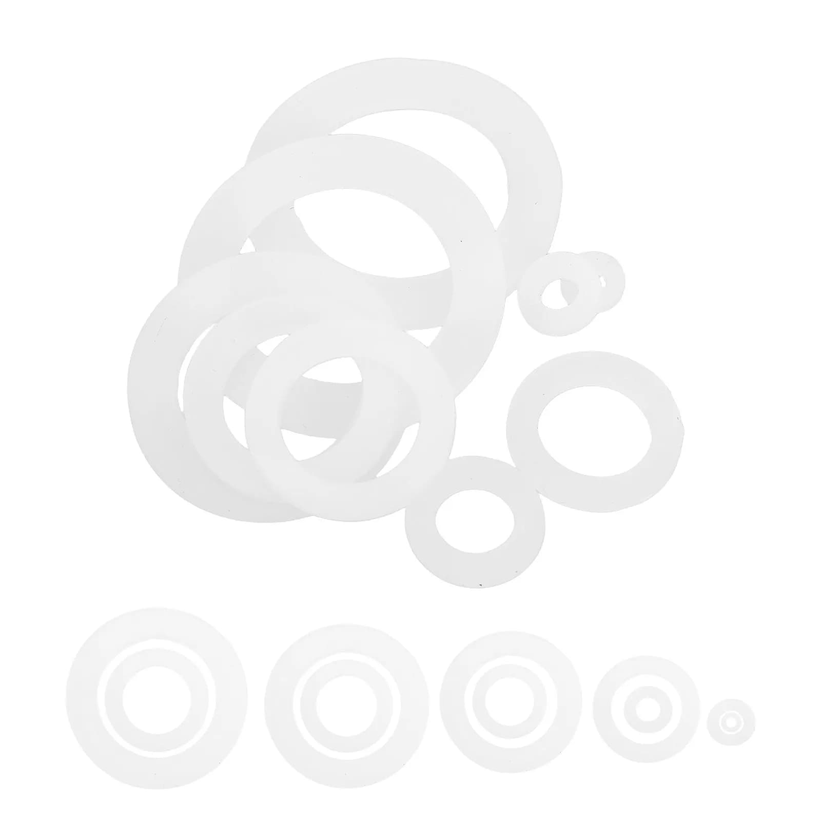100Pcs Silicone Sealing Ring Set White Flat O-Ring Washers Multiple Sizes Universal Anti-Leakage Gasket Kit for Plumbing Pipe