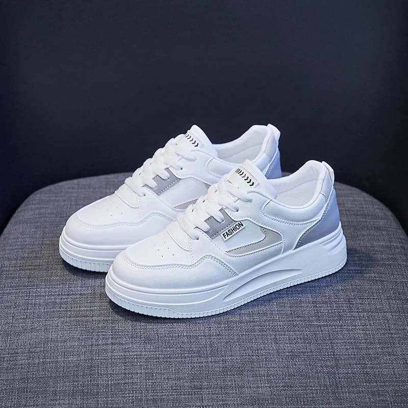 Women's Sporty Casual Thick Bottom Sneakers Breathable Wear-Resistant Low Top Lace-Up Shoes Comfortable All-Season Footwear