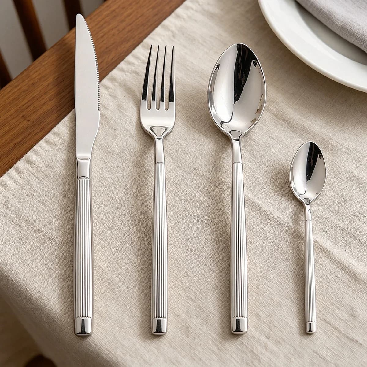 4pcs Western Stainless Steel Tableware Knife Fork Coffee Spoon Cutlery Set Anti-slip Handle Dinnerware Kitchen Party Flatware