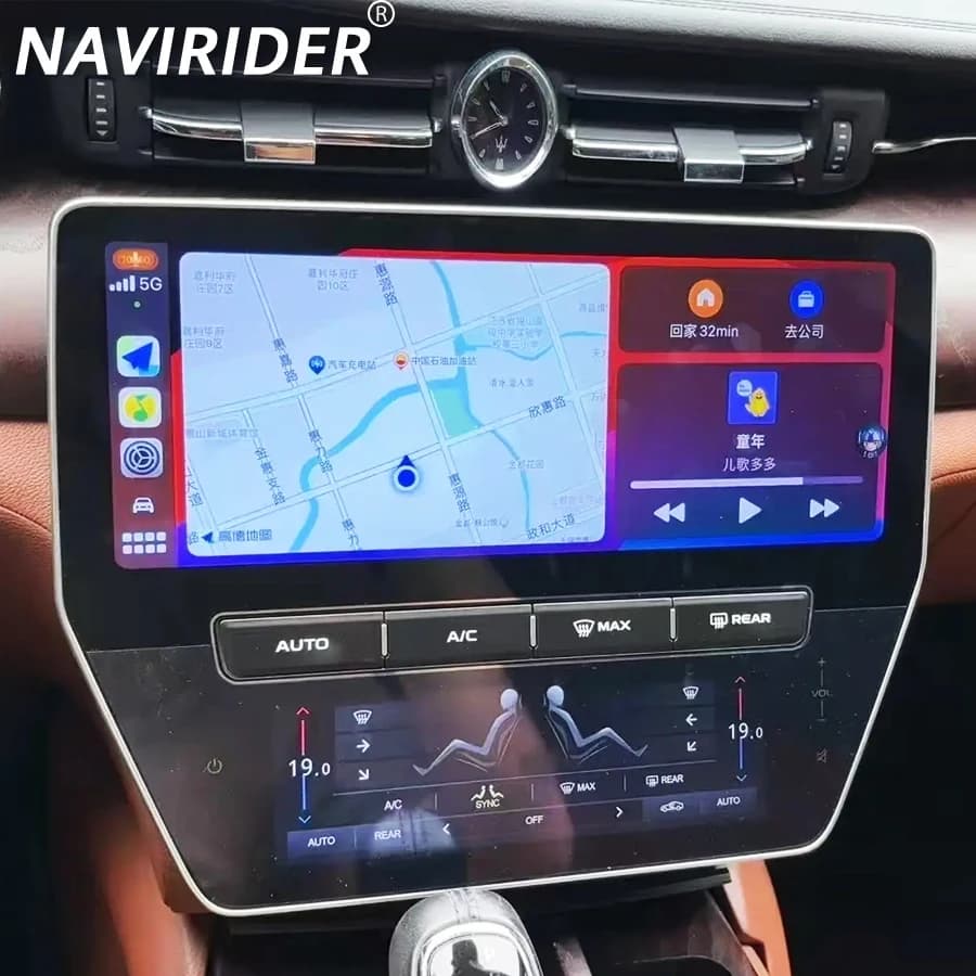 Lettore video multimediale per autoradio Android QLED da 22 pollici per Maserati Quattroporte 2013-2020 con pannello aria condizionata automatica