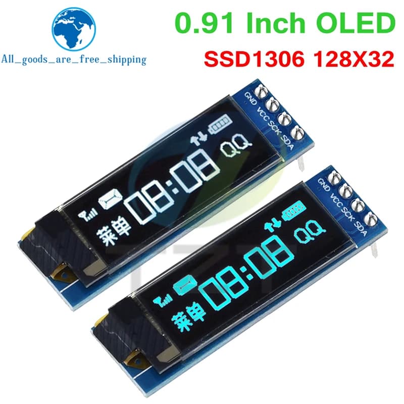 TZT 1/2/5 Pieces OLED Module 0,91 White/Blue, OLED Display 128X32, 0,91" LED LCD Display Module with IIC Communication for Arduino, ROHS Conforms