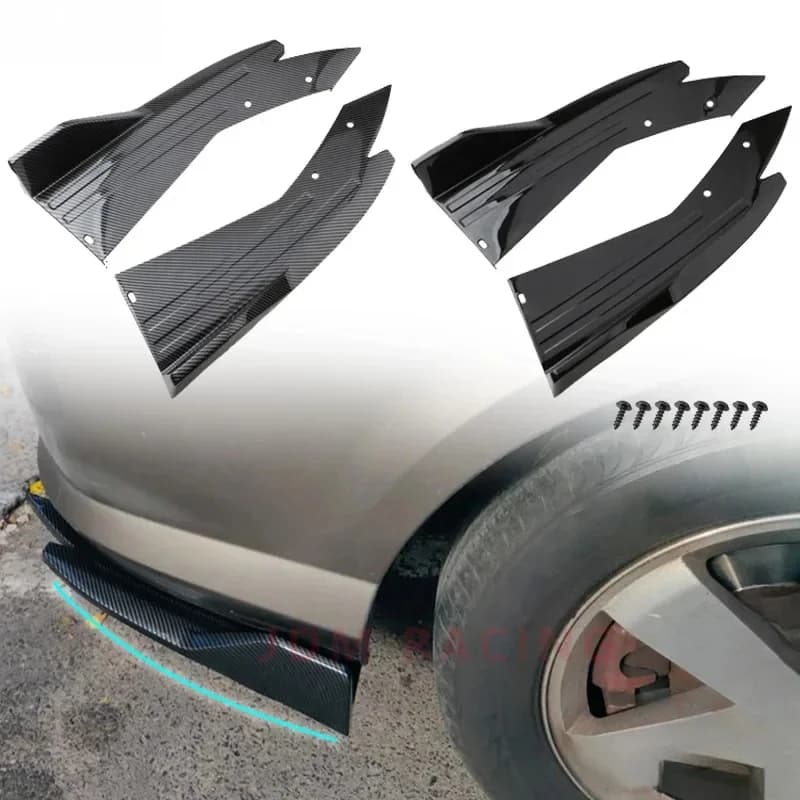 High Quality Pair Universal Rear Bumper Spoiler Lip Carbon Fiber Wing Trim -Crash Diffuser Side Skirt Protector