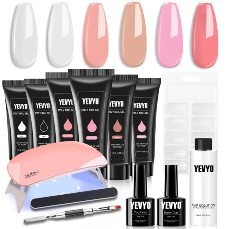 Quick Construction Acrylic Nail Gel Set with 6 W UV Lamp Top Coat Non-slip Solution Nail Tools Nail Extension easy to use