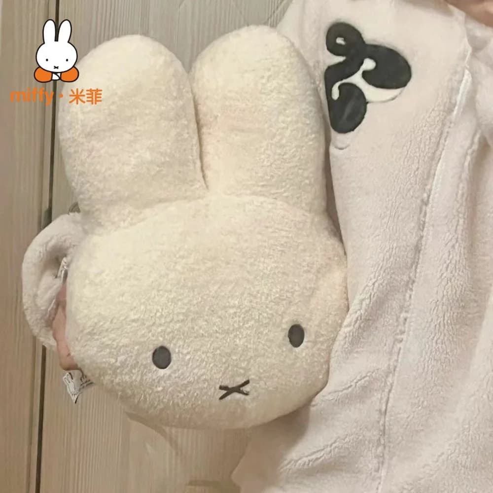 Ins Style Miffy Rabbit Plush Pillow Soft Stuffed Animal Doll Bedroom Decoration Backrest Cushion Sleep Toy for Girls Gift