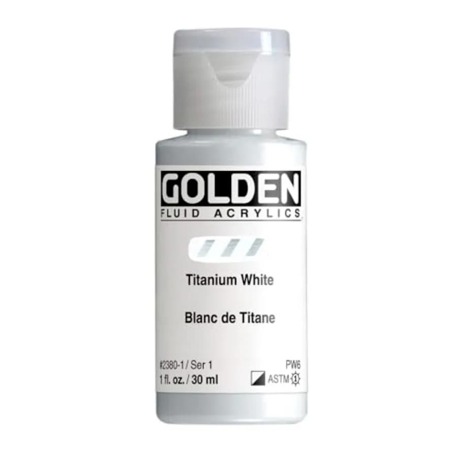 Fluid Acrylics, Titanium White, 1 fl. oz. Bottle, Professional Acrylic Paint, Semi-Opaque