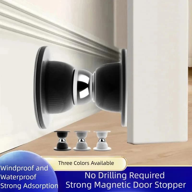 Silicone Magnetic Door Stopper for Bedroom & Study - No-Punch Strong Adhesive Buffer, Anti-Collision Door Suction