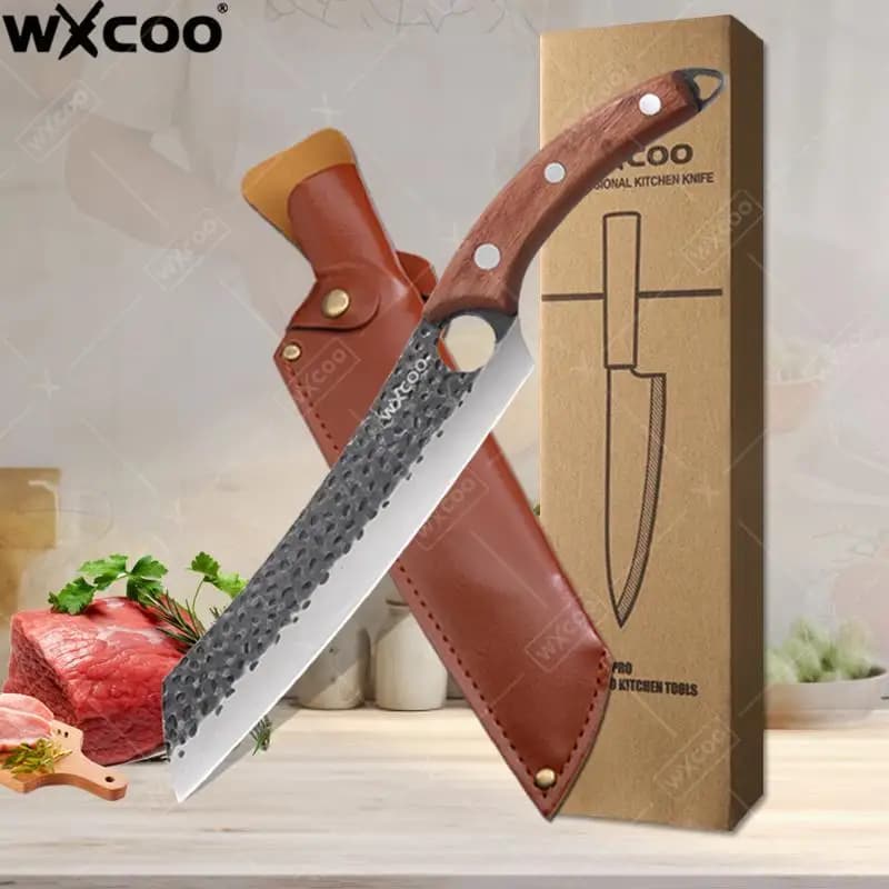 WXCOO Coltello da macellaio in acciaio inossidabile ad alto tenore di carbonio Coltello da cucina per frutta Mannaia per carne Coltello per disossare multifunzionale Strumento di cottura