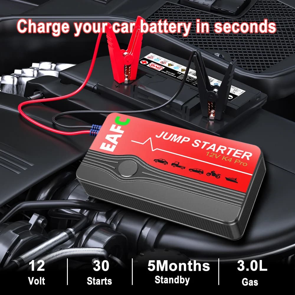 EAFC Avviatore di Emergenza per Auto, Power Bank 600A, Avviatore Portatile per Emergenze, Booster Auto per Veicoli a Benzina fino a 3.0L