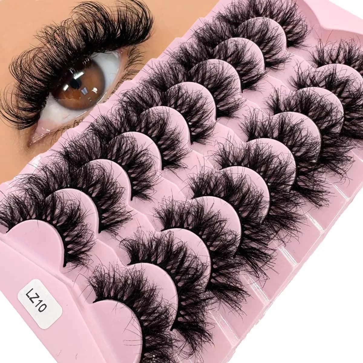 HBZGTLAD New 9 Pairs Faux Mink Lashes Fluffy False Eyelashes Thick Volume Dramatic Cat Eye Lashes Long Strip Wispy Lashes Pack