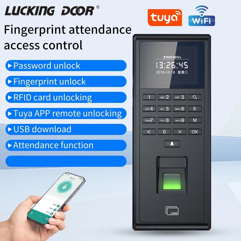 Tuya Smart Biometrico Riconoscimento delle impronte digitali Sistema di presenza di tempo 1000 utenti WIFI WG26 Lettore di controllo accessi App Controllo remoto
