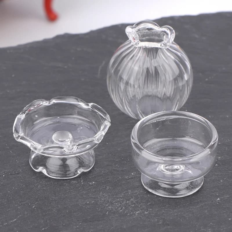 1:12 Casa delle bambole in miniatura Vaso di vetro Tazza da dessert Bottiglia di vino Bottiglia dei desideri con sughero Decorazioni per la casa Giocattolo Accessori per casa delle bambole
