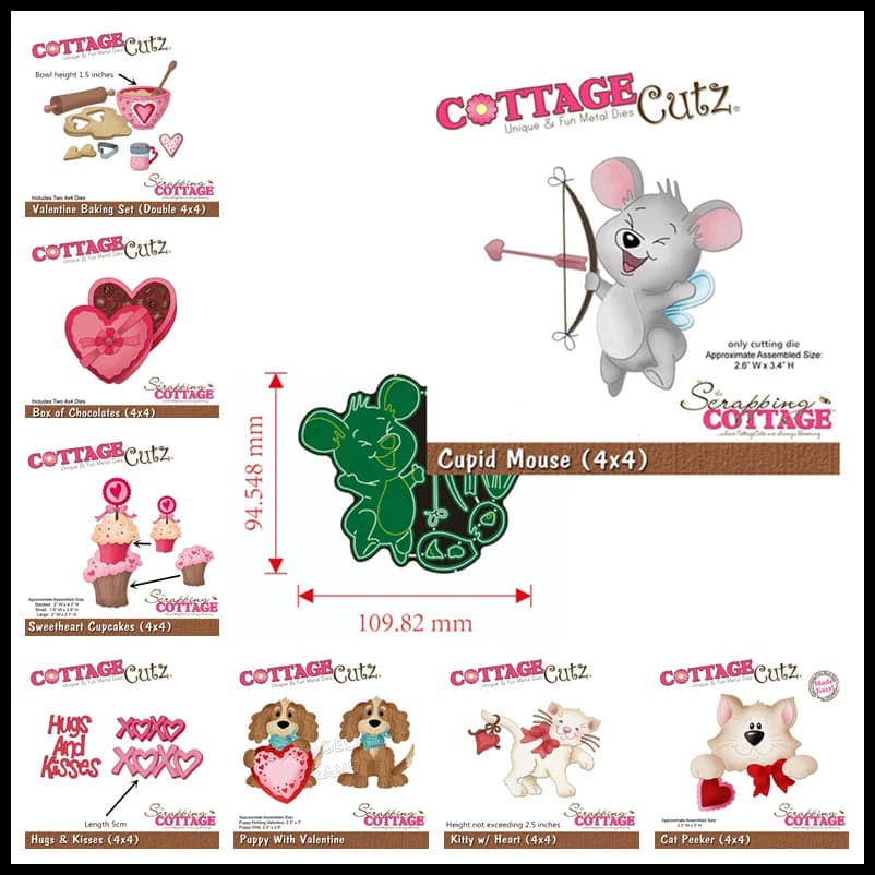 San Valentino Metallo Fustelle Cuore d'amore Torta dolce Animali gatto cane elefante Sfondo muore Scrapbooking Cornice Carta Artigianato