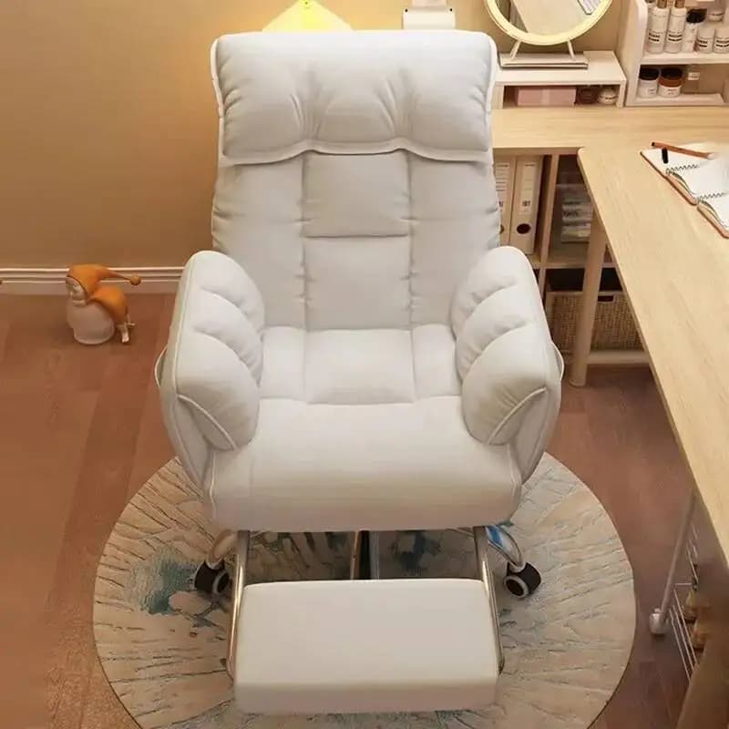 Sedia da Ufficio Girevole con Cuscino, Design Economico, Sedia da Gaming Bianca Orientabile, Minimalista e Comoda, Silla Gamer