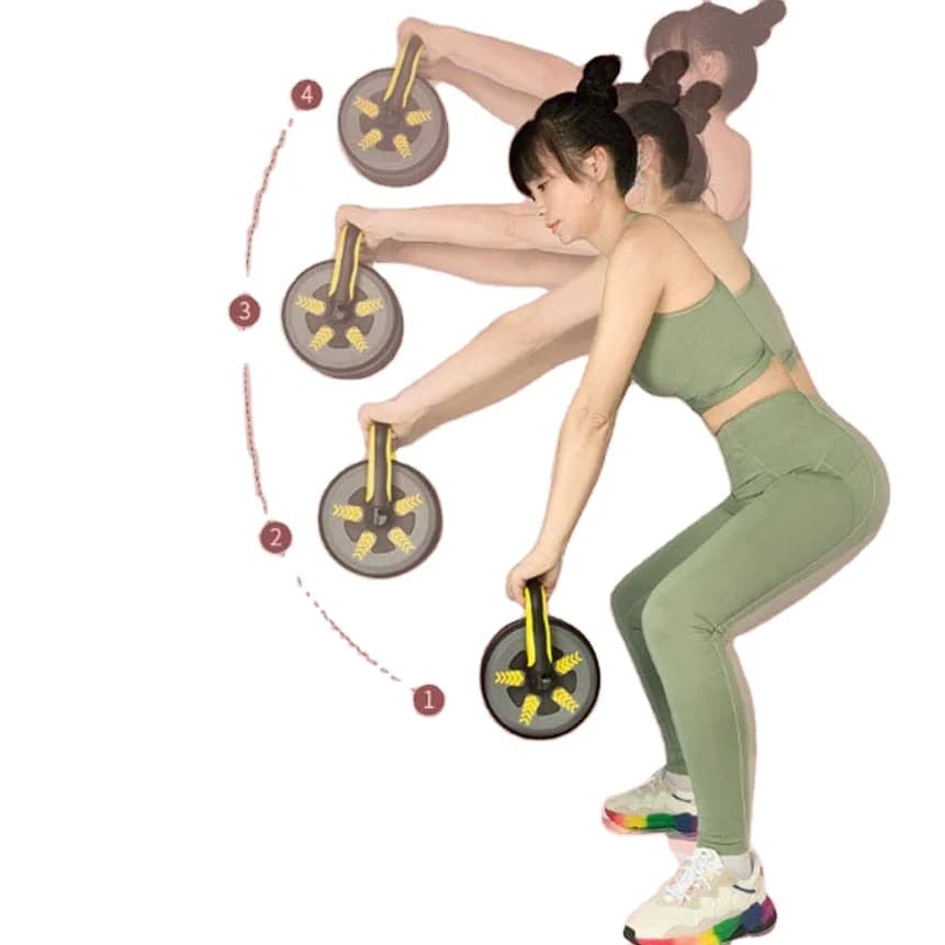 AB wheel roller with automatic rebound and resistance springs for abdominal exercises for men and women