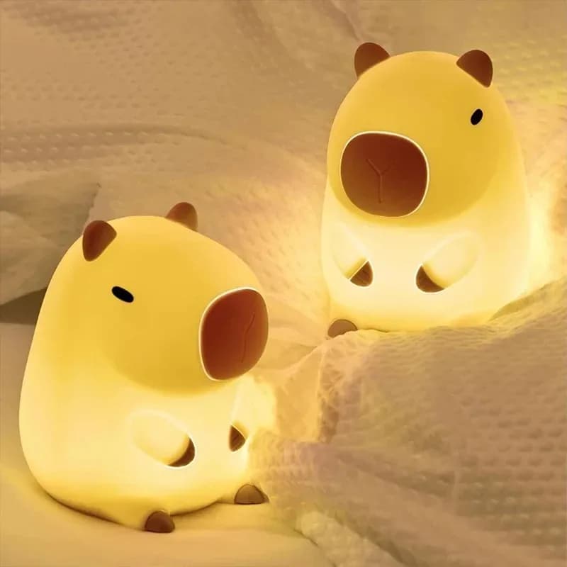 Cute Pet Capibara Night Light Cartoon Silicone Creative Comodin Sleep Night Lamp for Room Decoration Birthday Gift Liquidation Sale