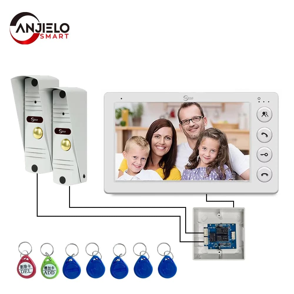 ANJIELO7Inch Videocitofono Sistema Campanello in metallo esterno Impermeabile ColdResistan Videocitofono Home Night Vision Lock Sblocco