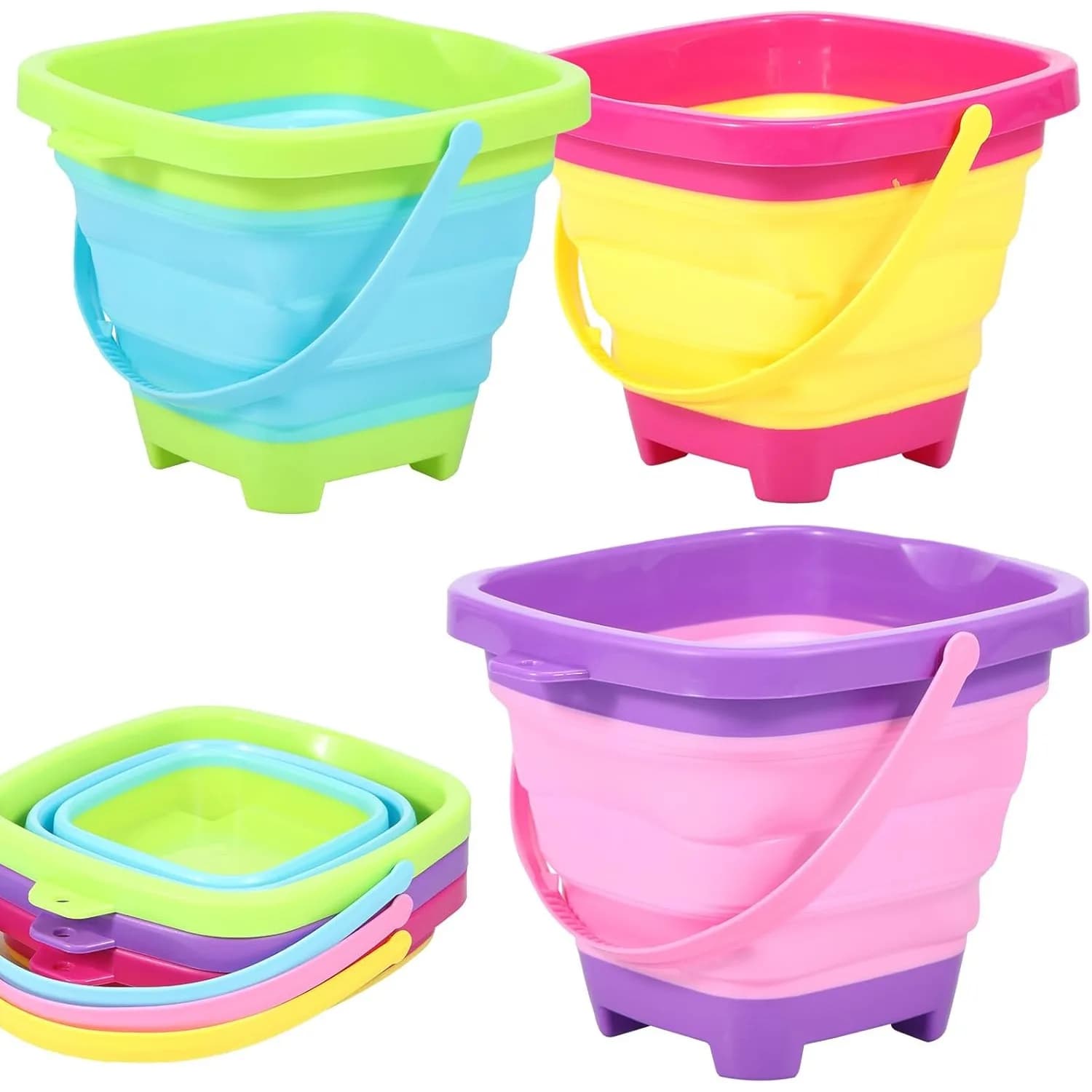 Secchio da spiaggia pieghevole secchi giocattolo pieghevoli in Silicone per bambini per attività estive attrezzatura da campeggio giocattoli da spiaggia da viaggio