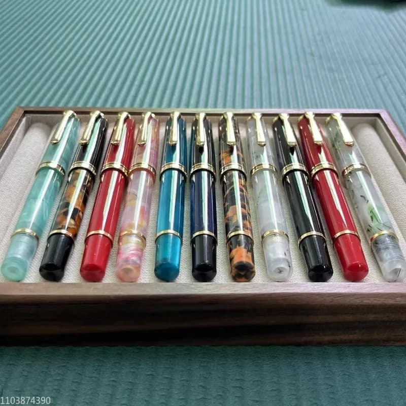 Acrylic Pen Admok M800/800 Resin Piston Fountain Pen Red Schmidt or Bock F/M/B 0.5 0.7 1.0mm Nib Travel Ink Pens for Writing