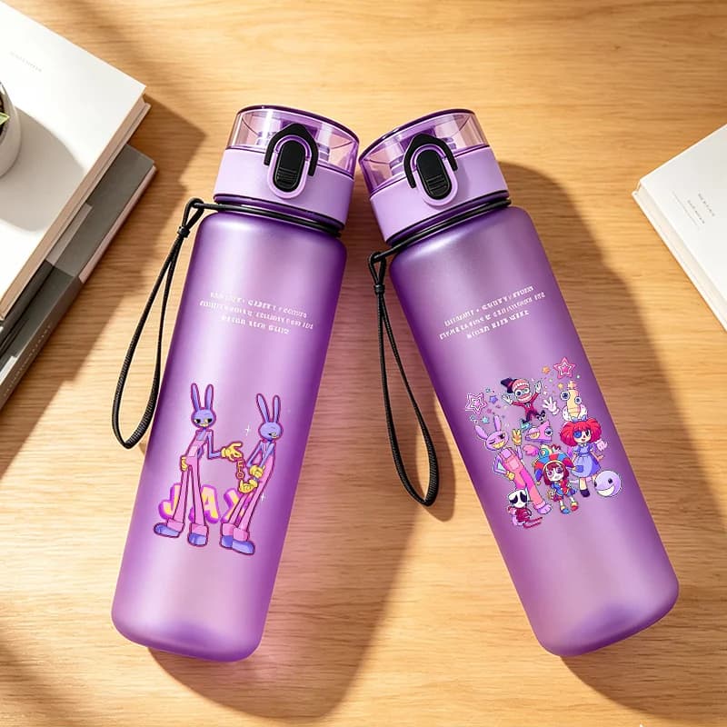 Anime Amazing Digital Circus Water Bottle with Straw School Plastic Cup Men Women Outdoor Sports Mug Large Capacity Kettle Gift