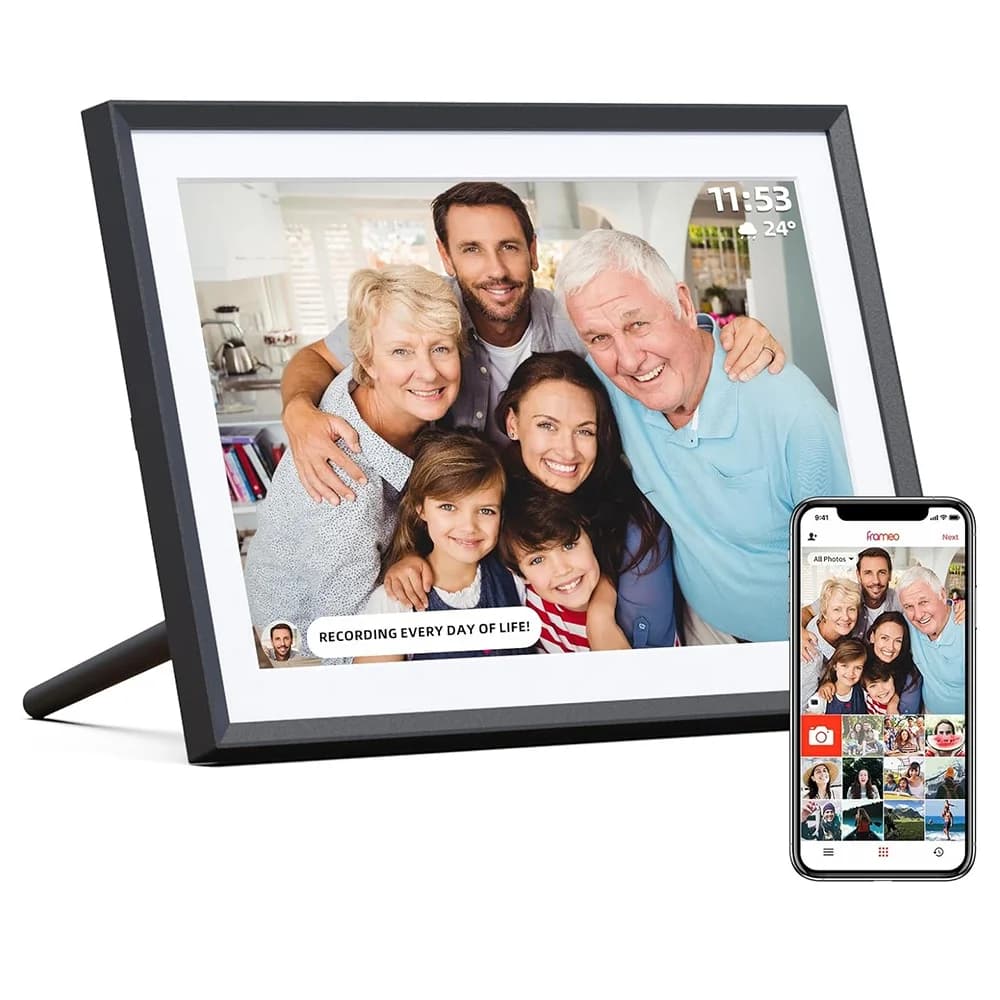 Frame digital frame with touch screen for 32 GB smart WiFi digital frame, 10.1 inch, upload video photos via free app