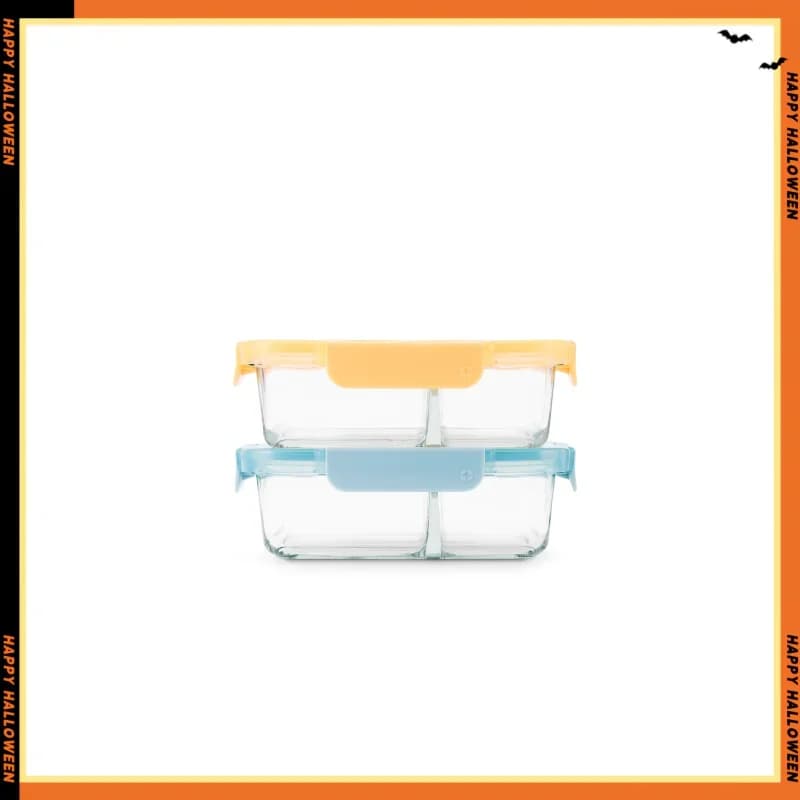 3,4 tazze, 4 pezzi, confezione da 2 set di preparazione dei pasti in vetro Contenitori per alimenti in vetro a prova di perdite con coperchi in plastica ermetici senza BPA, lavastoviglie