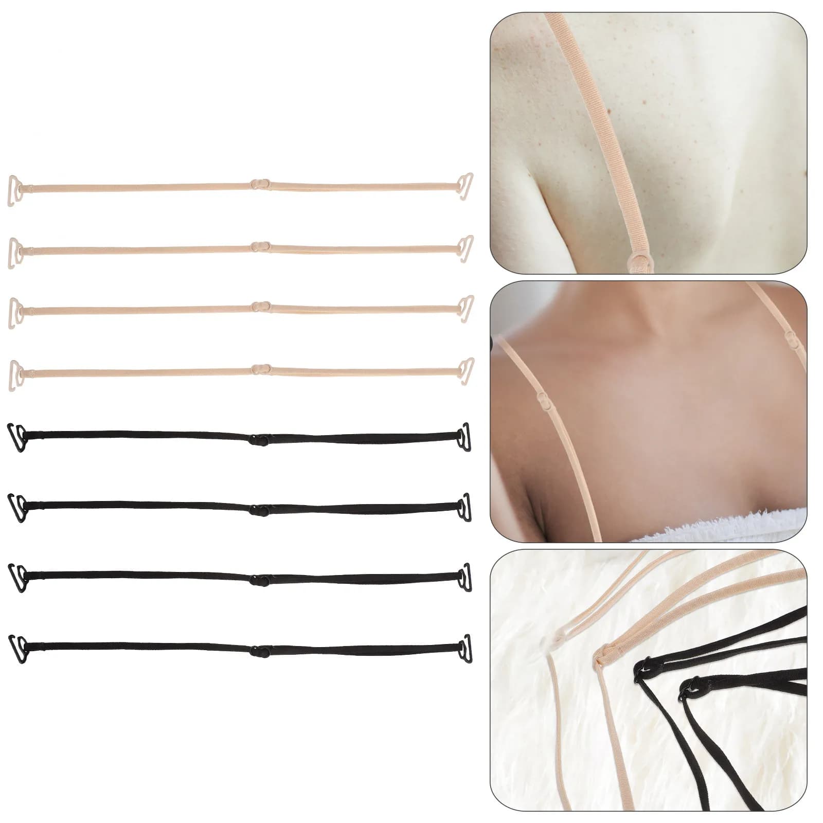 8 Pezzi Bretelle Reggiseno Donna Antiscivolo Regolabili Elastici Cinghie Spalla Sicure per Reggiseno Assortimento Colori Ricchi Comode