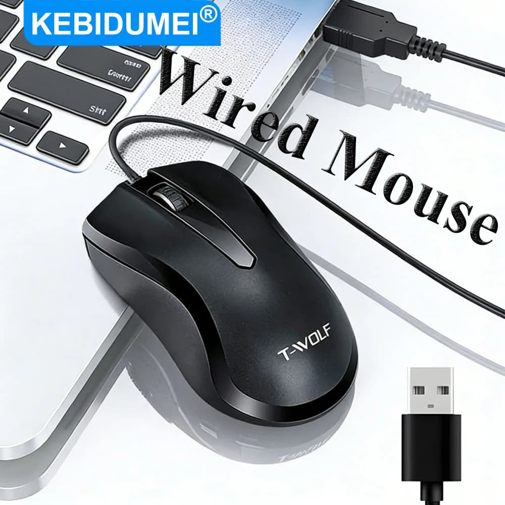 USB Wired Optical Mouse Laptop Home Office Non-slip Roller 3D 1200 DPI Game Mause Desktop Computer Accessories