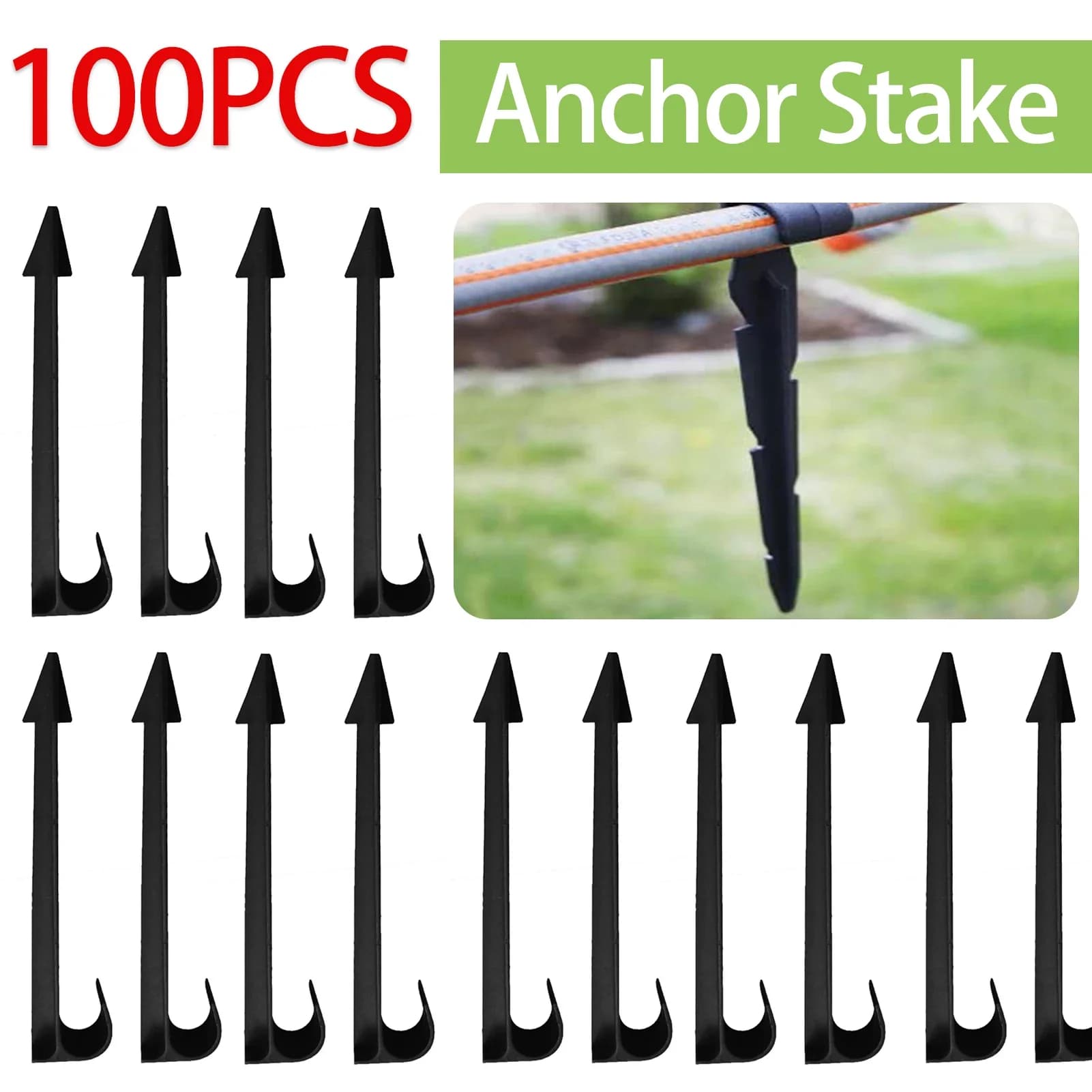100 pcs J Support for Micro Pipe Irrigation Garden Irrigation Pipe Anchors 16mm Poles Fixed Support for Pipe Stems Drop Irrigation
